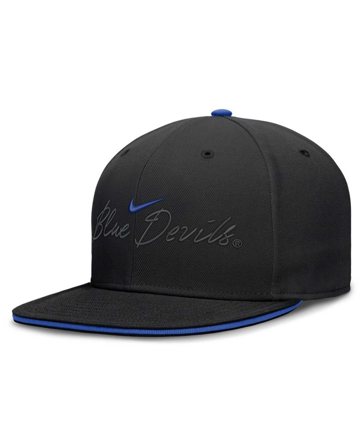 Nike Men's Black Duke Blue Devils Dri-fit Primetime Script Fitted Hat - Black
