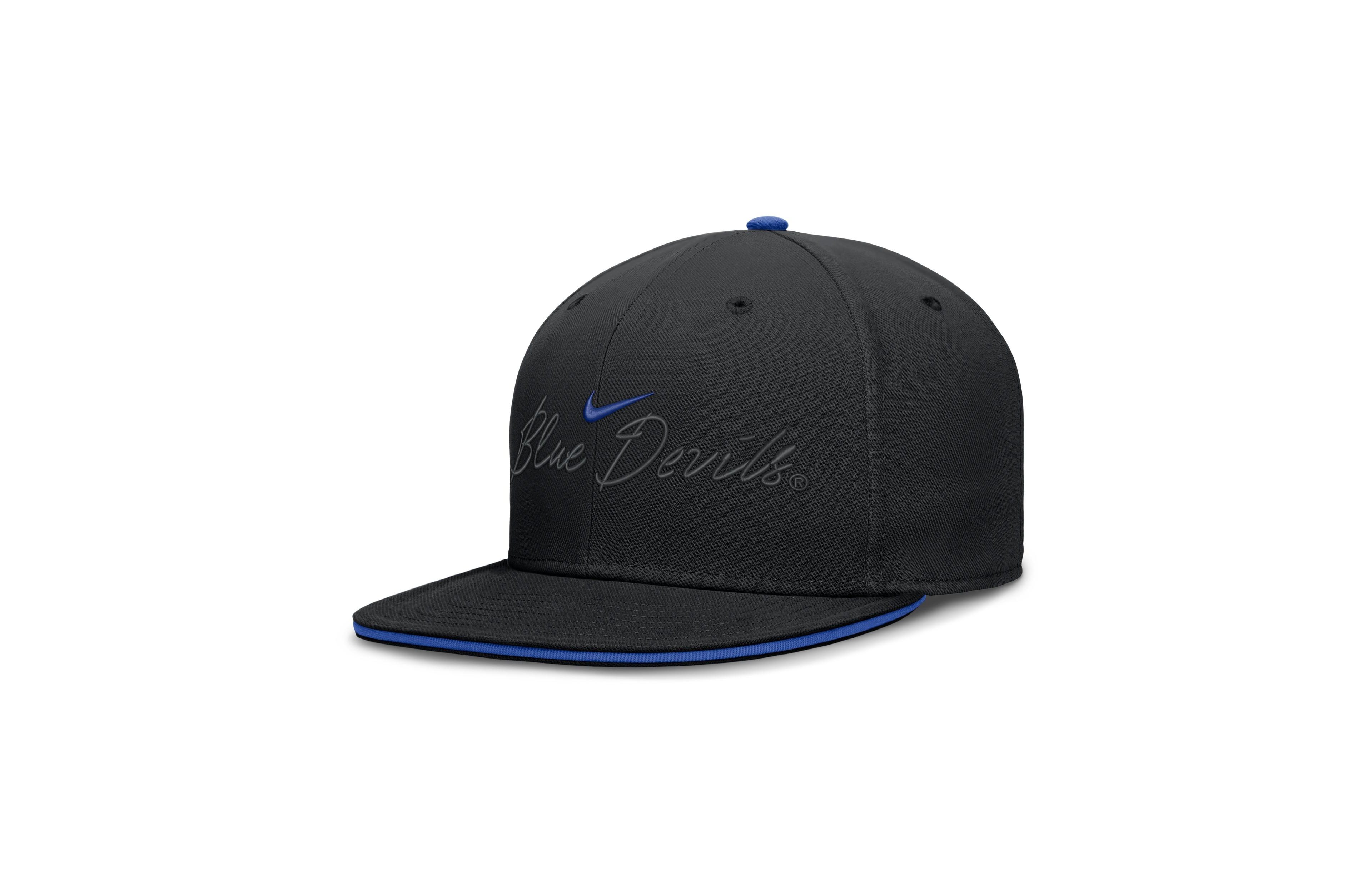 Nike Men's Black Duke Blue Devils Dri-fit Primetime Script Fitted Hat