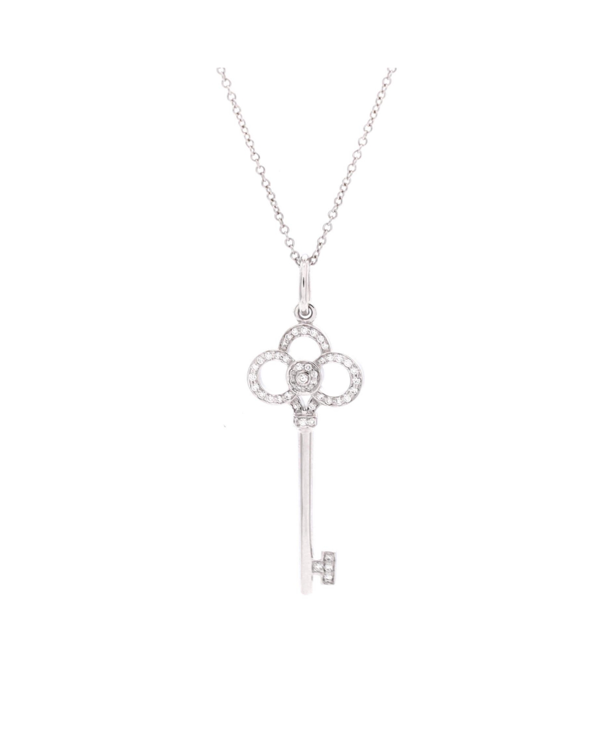 Pre-Owned Tiffany and Co Crown Key Pendant Necklace - 18k white gold