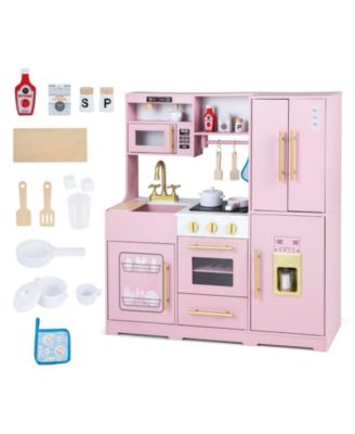 Wooden Play Kitchen with Realistic Lights and Sounds, Ages 3+