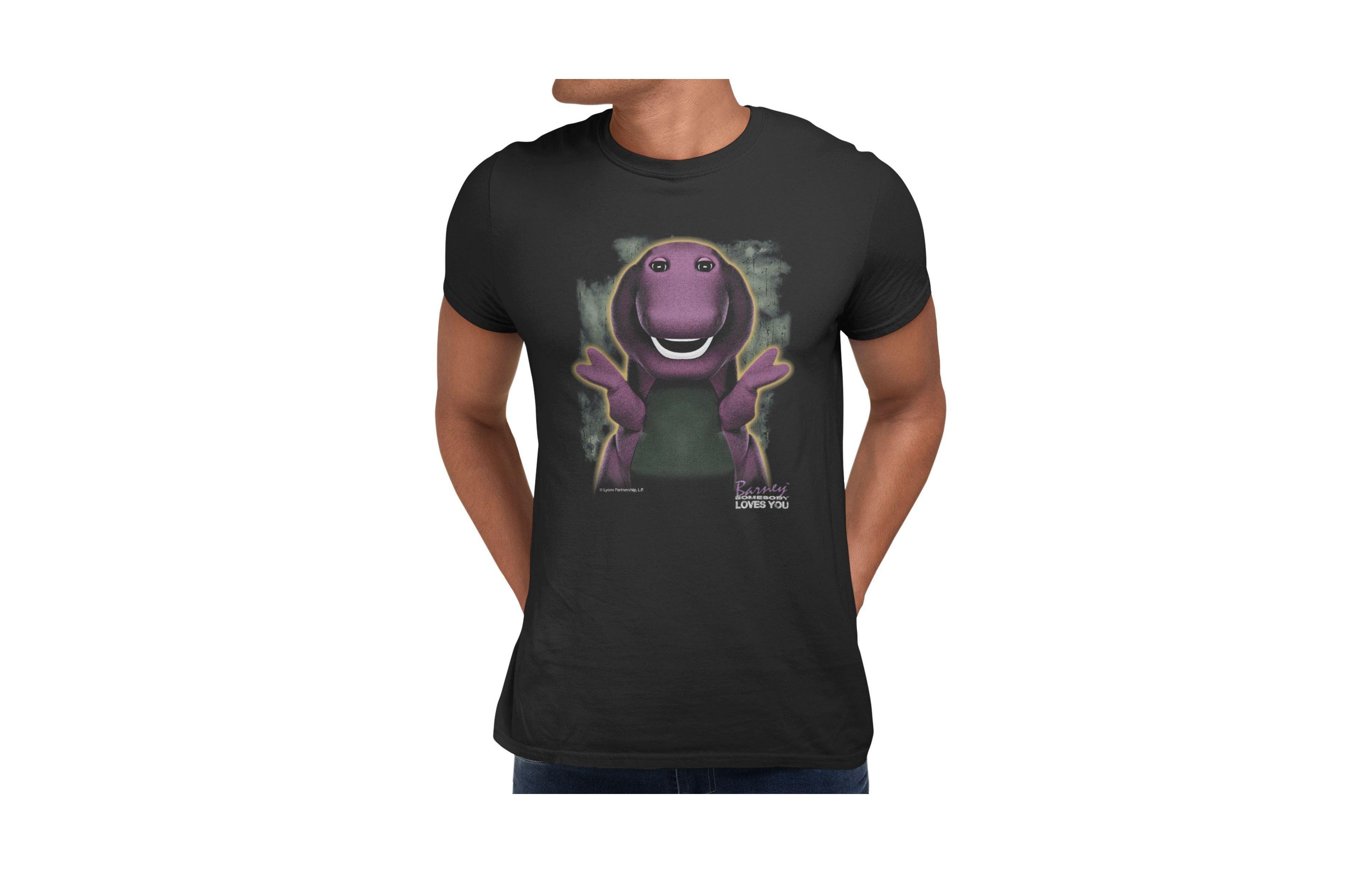 Barney Men's Loves You Character Peace Sign Short Sleeve Tshirt