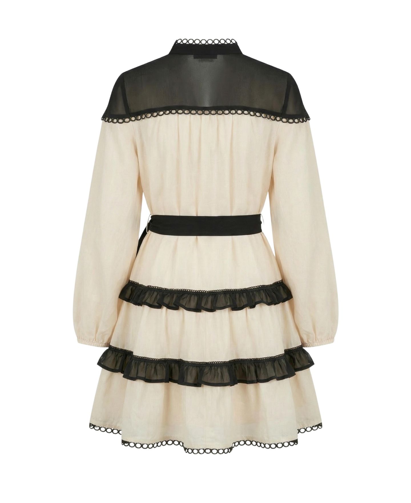 Женское платье Modenaire Rayon-Blend Ruffle Lace Sheer-Yoke Mini, цвет: Молочно-белый — фото 6