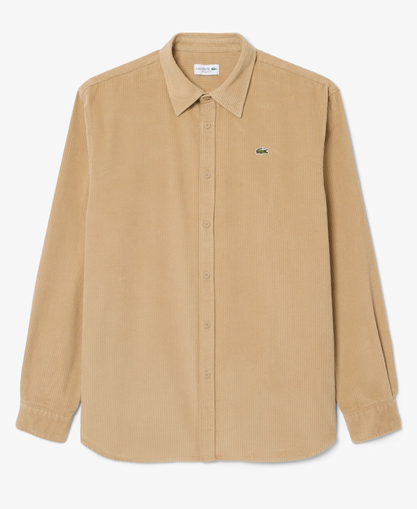 Мужская рубашка Lacoste Corduroy Regular-Fit Button Down, цвет: Тёмный бежевый — фото 5