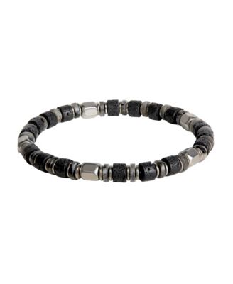 Men's Multi-Stone Black Beaded Stretch Bracelet