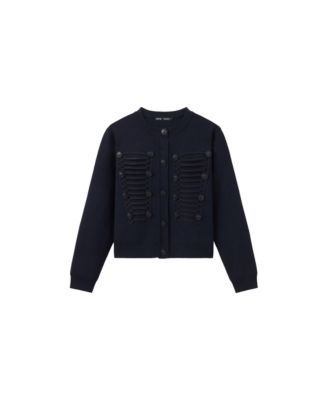 Women's Cropped Crewneck Toggle-Detail Knit Jacket