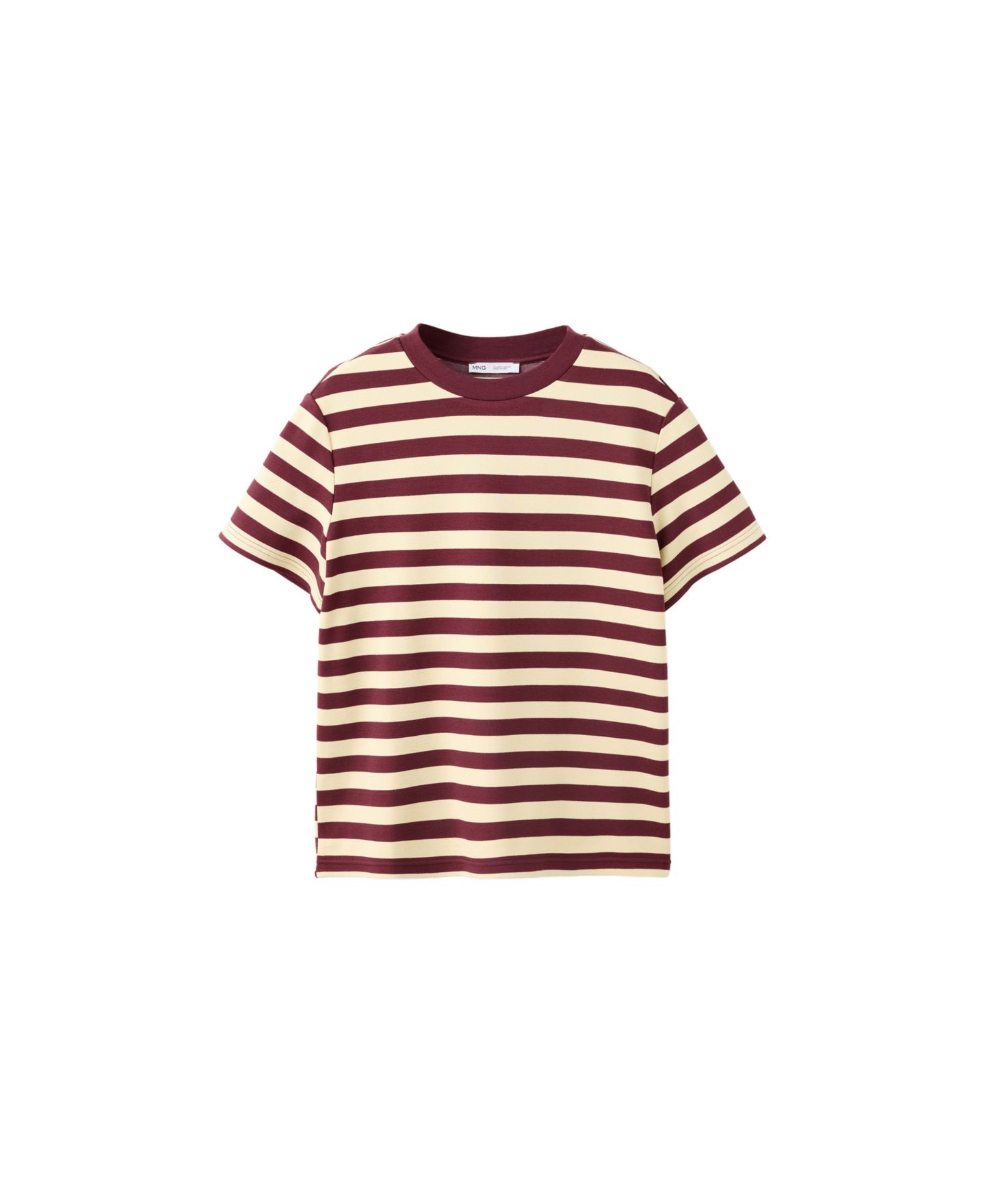 Женская футболка Mango Striped Short-Sleeved, цвет: Тёмно-бордовый — фото 1