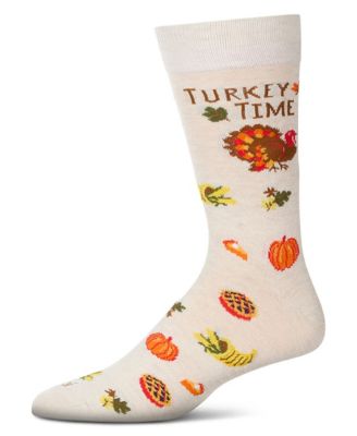 Men's Turkey Time Novelty Reinforced Heel and Toe Crew Socks