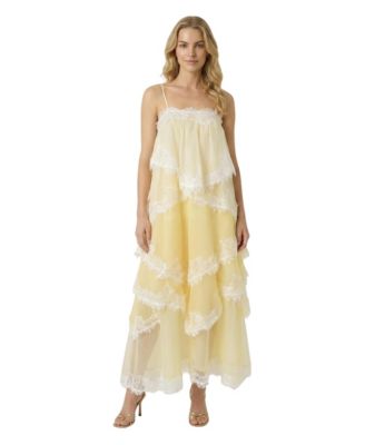 Women's Layered Lace Tie-Back Maxi Dress