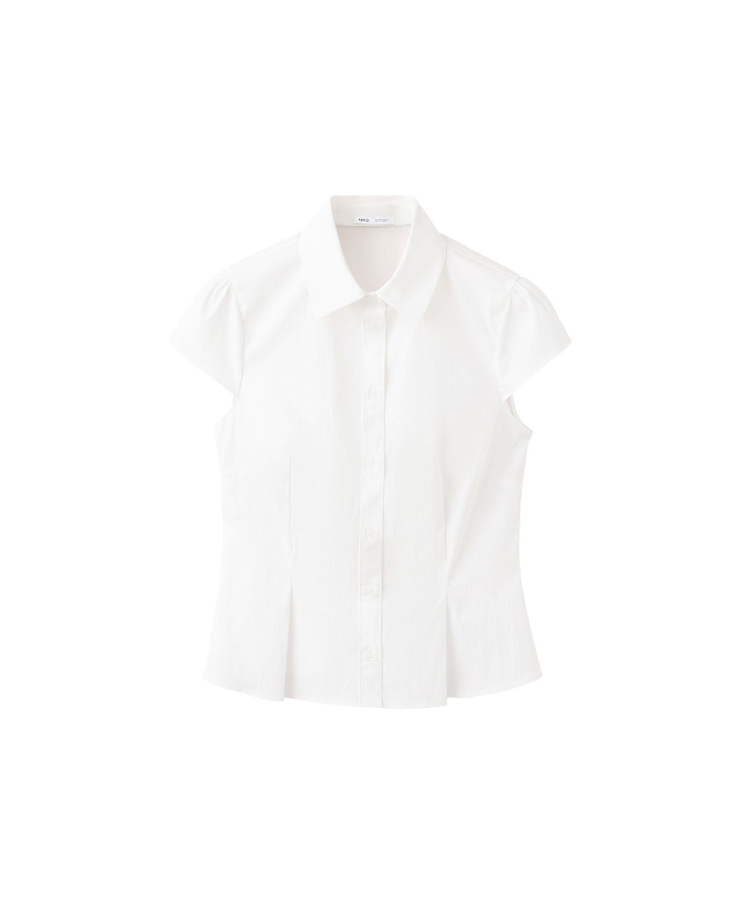 Женская рубашка Mango Fitted Short-Sleeve, цвет: Молочный белый — фото 1