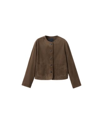 Women's Crewneck Short Suede Jacket