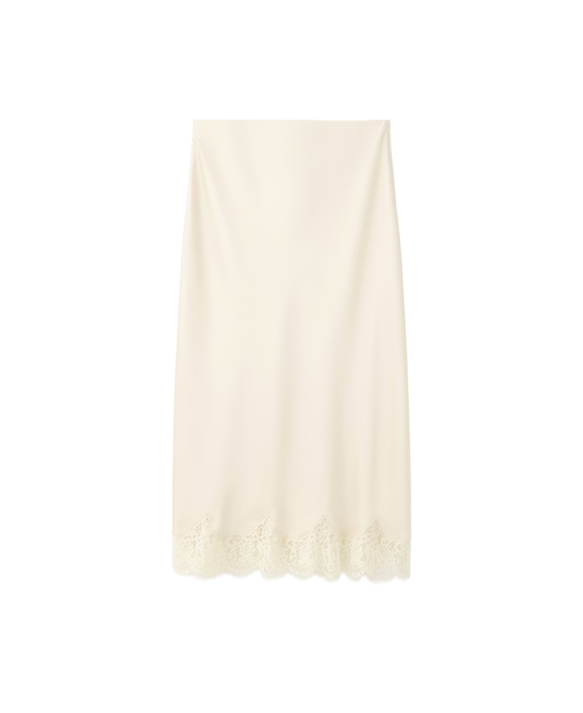 Mango Women's A-Line Satin Midi Skirt - Ecru