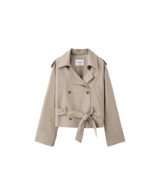 Women's Short Double-Breasted Belted Trench Coat