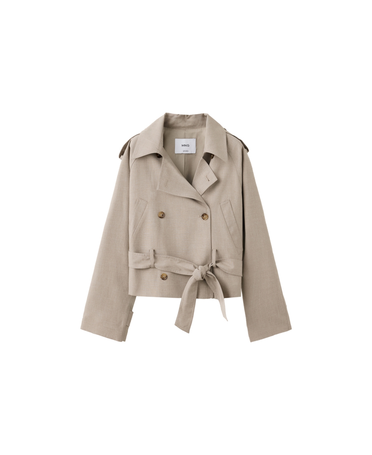 Mango Women's Short Double-Breasted Belted Trench Coat - Beige
