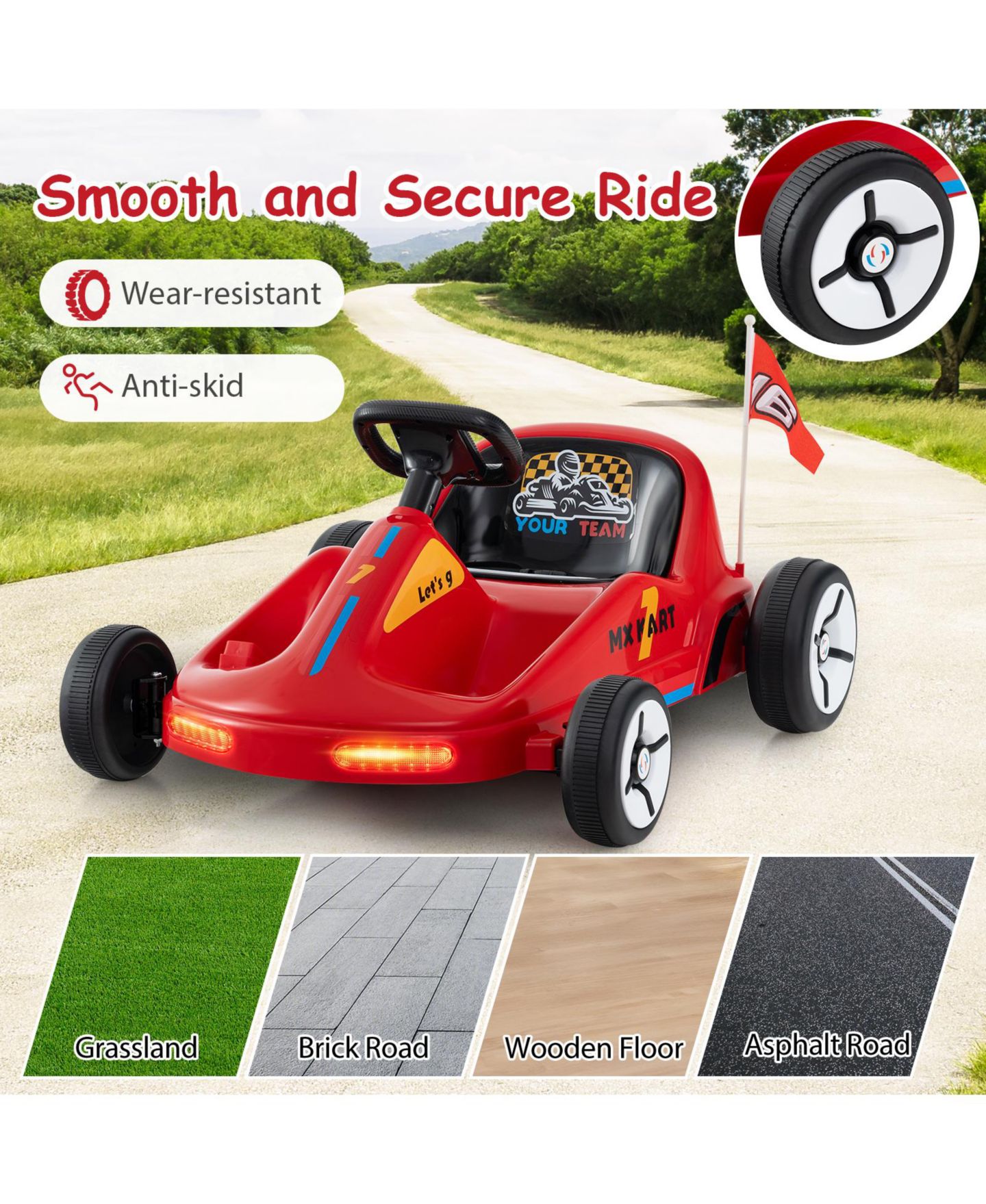 Детская игрушка Mecale Kids 12V Electric Go-Kart with Remote Control and Music — фото 8