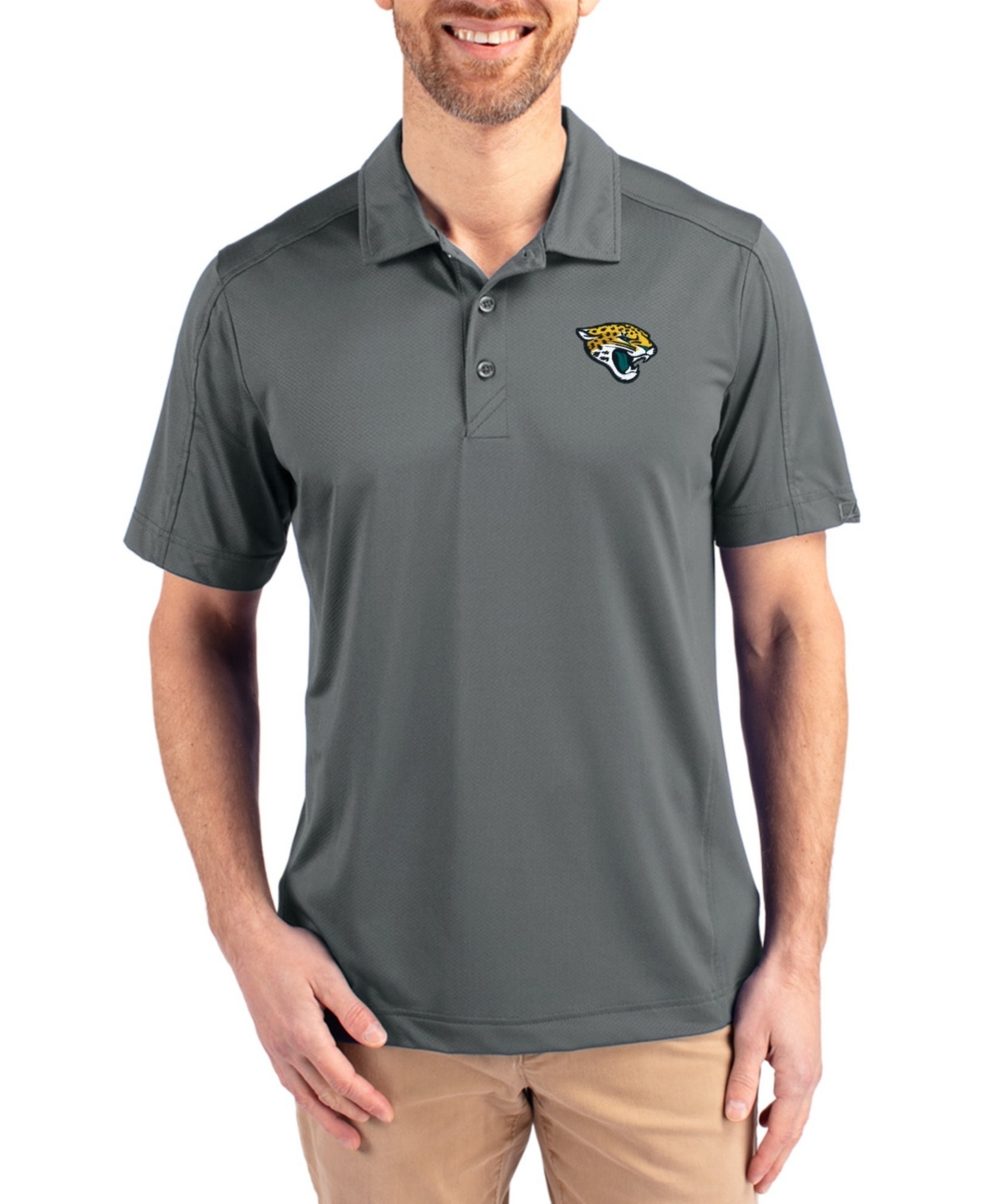 Cutter & Buck Men's Steel Jacksonville Jaguars Prospect Textured Stretch Polo Shirt - Steel