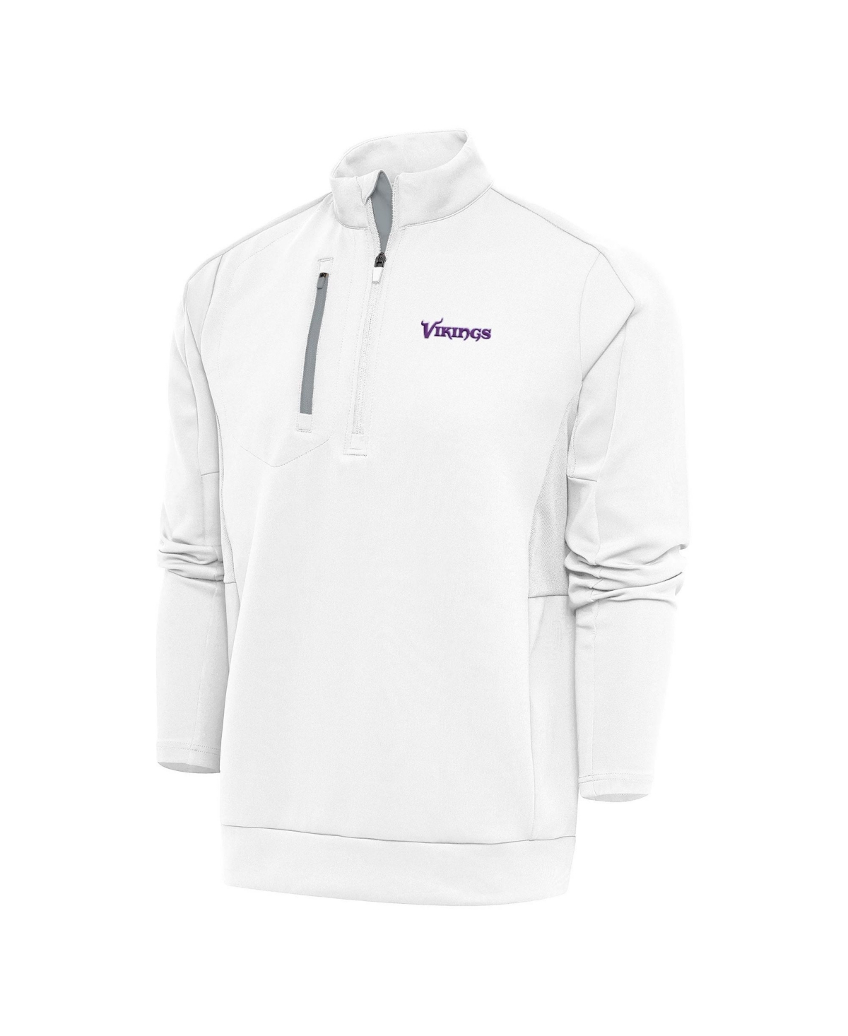 Antigua Men's White Minnesota Vikings Team Logo Throwback Generation Quarter-Zip Pullover Top - White, Silver