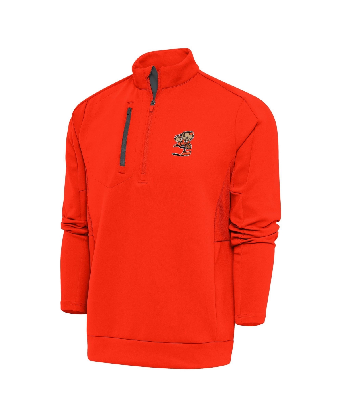 Antigua Men's Orange Cleveland Browns Team Logo Generation Quarter-Zip Pullover Jacket - Orange, Charcoal