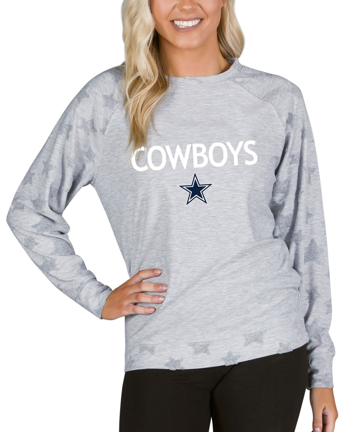 Concepts Sport Women's Gray Dallas Cowboys Medal Jacquard Terry Long-Sleeve Top - Gray