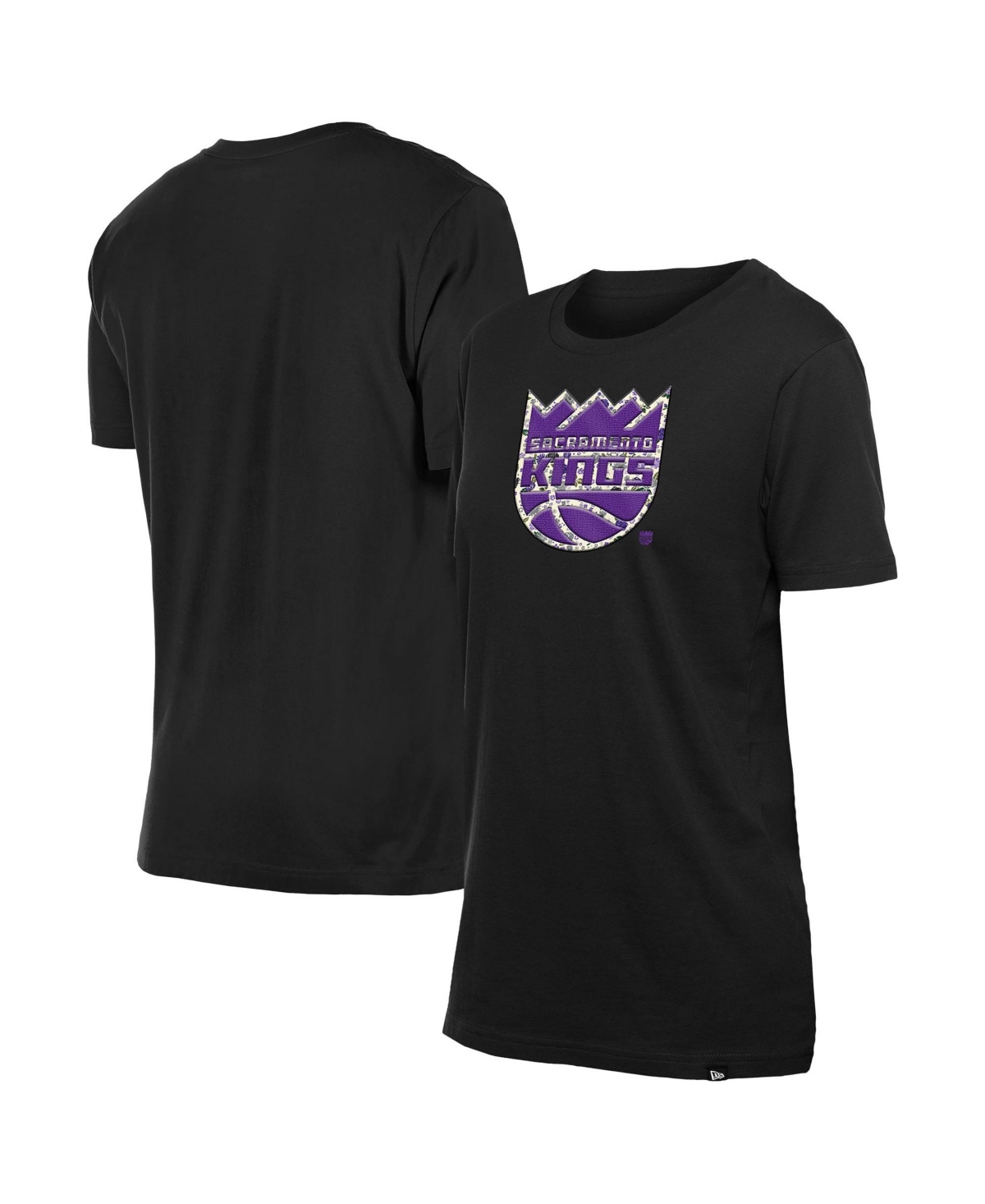 New Era Women's Black Sacramento Kings Glam Game Flower T-Shirt - Black