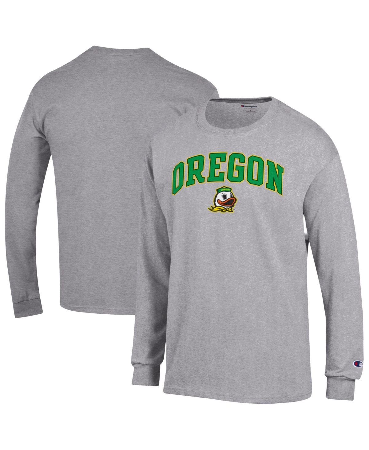 Champion Men's Champion Heather Gray Oregon Ducks Arch Over Logo Long-Sleeve T-Shirt - Heather Gray