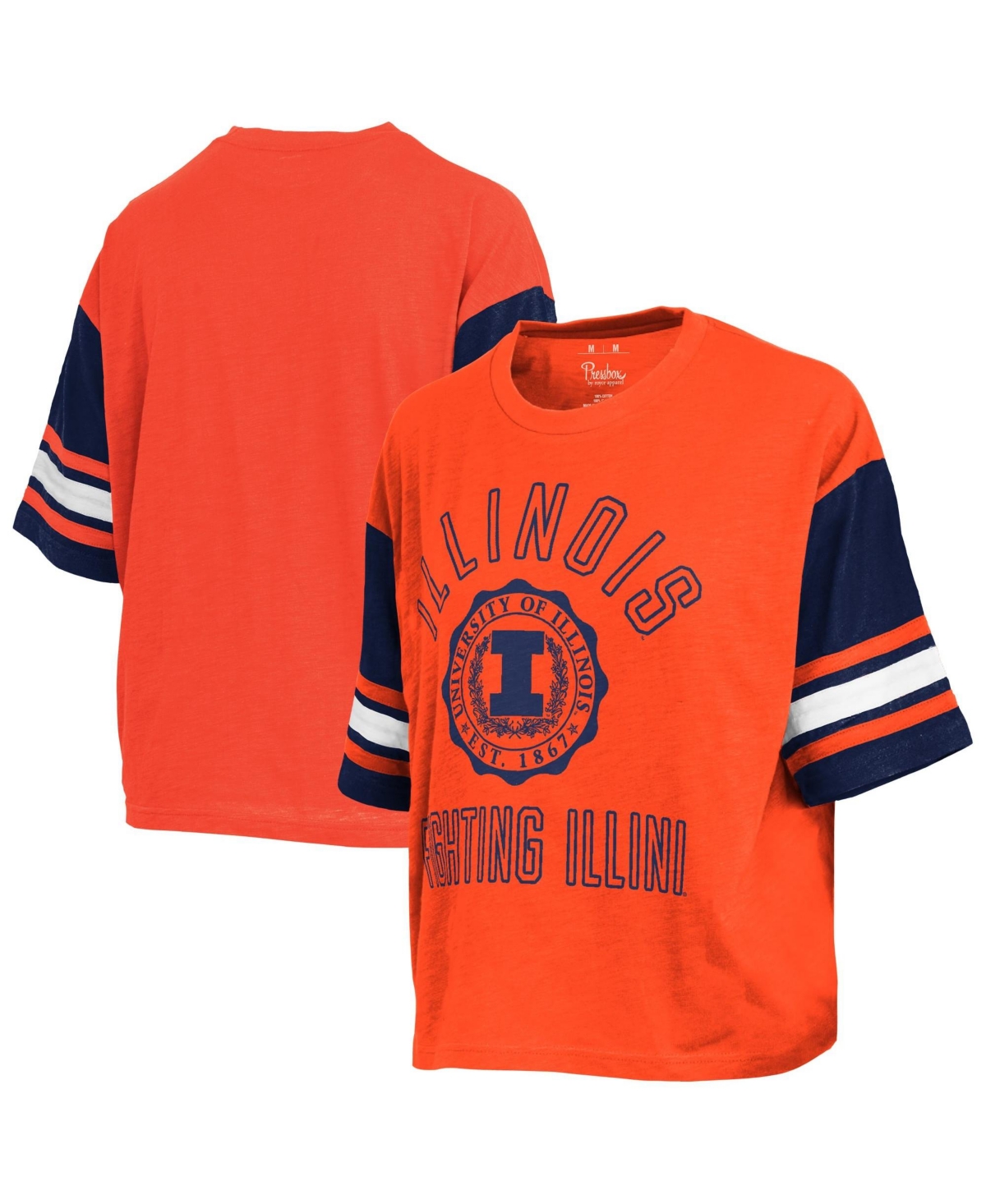 Pressbox Women's Orange Illinois Fighting Illini Sunday Color block Seal Slub T-Shirt - Orange, Navy