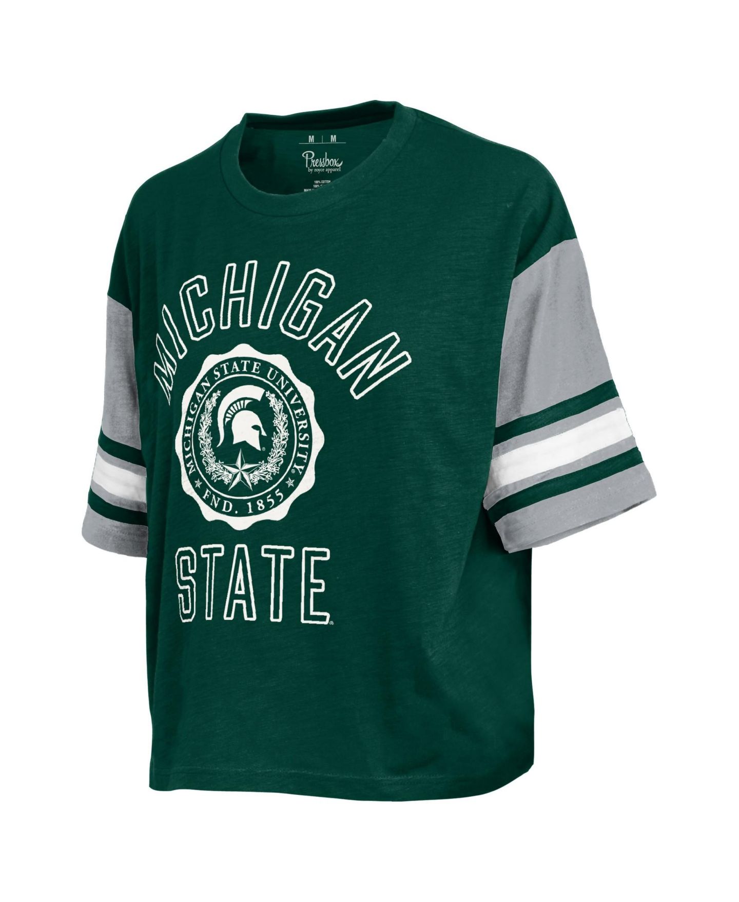 Женская футболка Pressbox Green Michigan State Spartans Sunday Color block Seal Slub — фото 2