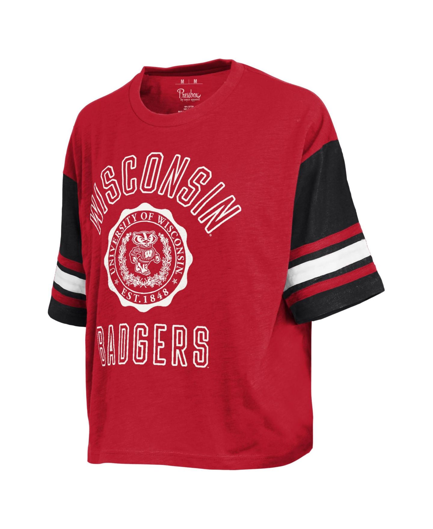 Женская футболка Pressbox Red Wisconsin Badgers Sunday Color block Seal Slub — фото 2