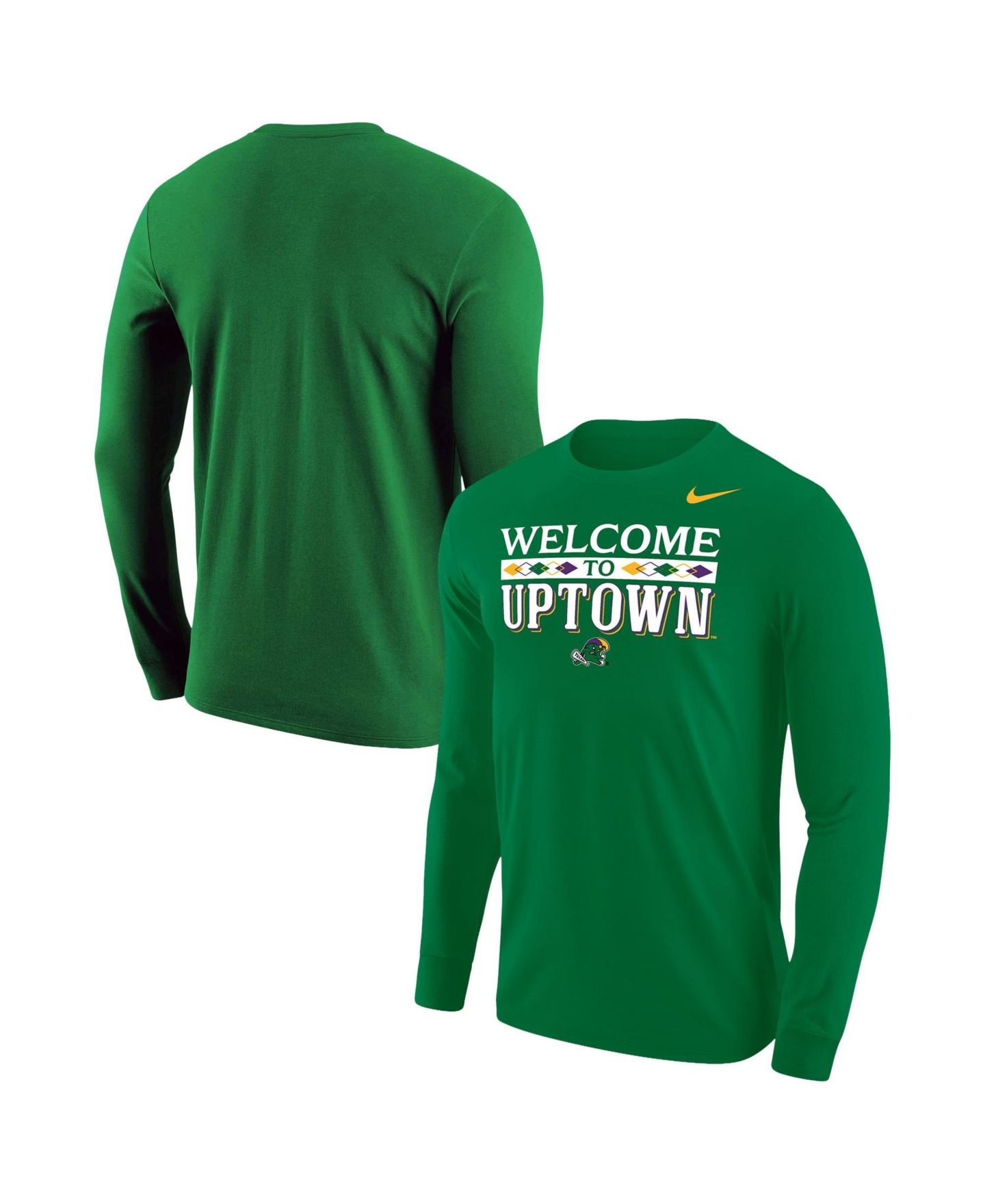 Мужская футболка Nike Green Tulane Green Wave Welcome To Uptown Long-Sleeve — фото 1