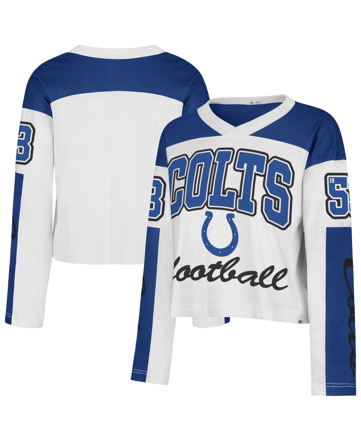 '47 Brand Women's White Indianapolis Colts Exclamation Metro V-Neck Long-Sleeve T-Shirt Jersey - White