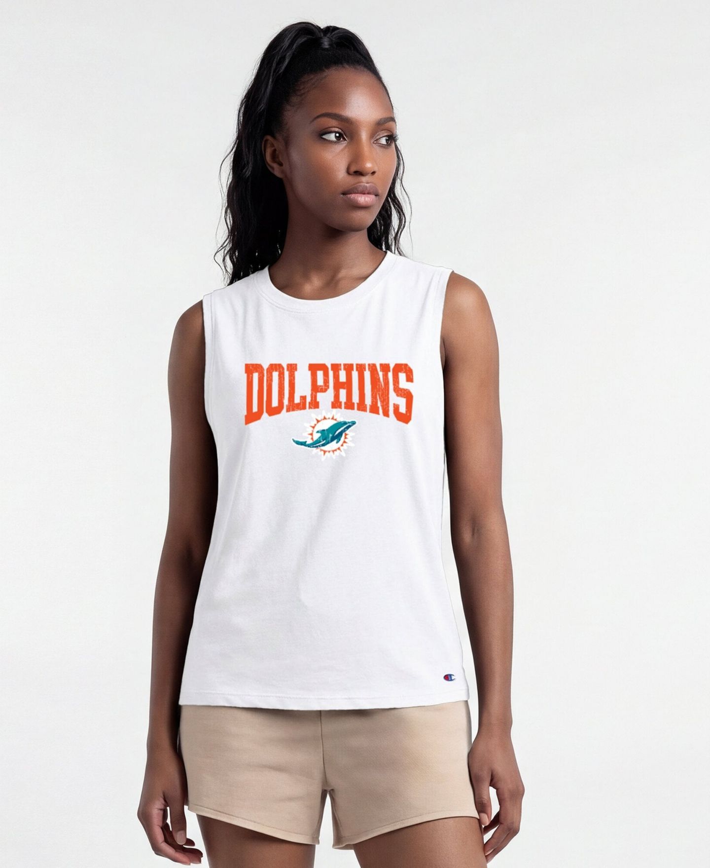 Женский топ Champion White Miami Dolphins Muscle — фото 1