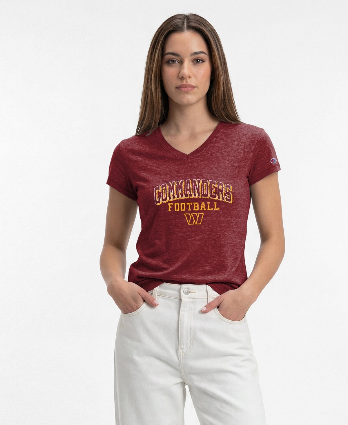 Champion Women's Burgundy Washington Commanders Triumph Tri-Blend V-Neck T-Shirt - Burgundy