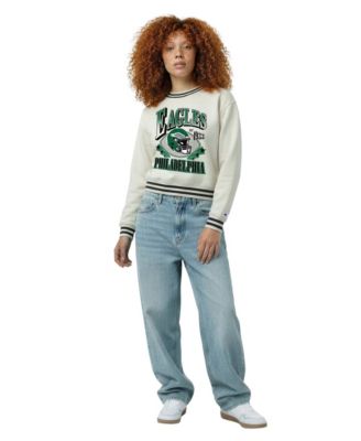 Women's Cream Philadelphia Eagles Reverse Weave Fleece Sweatshirt