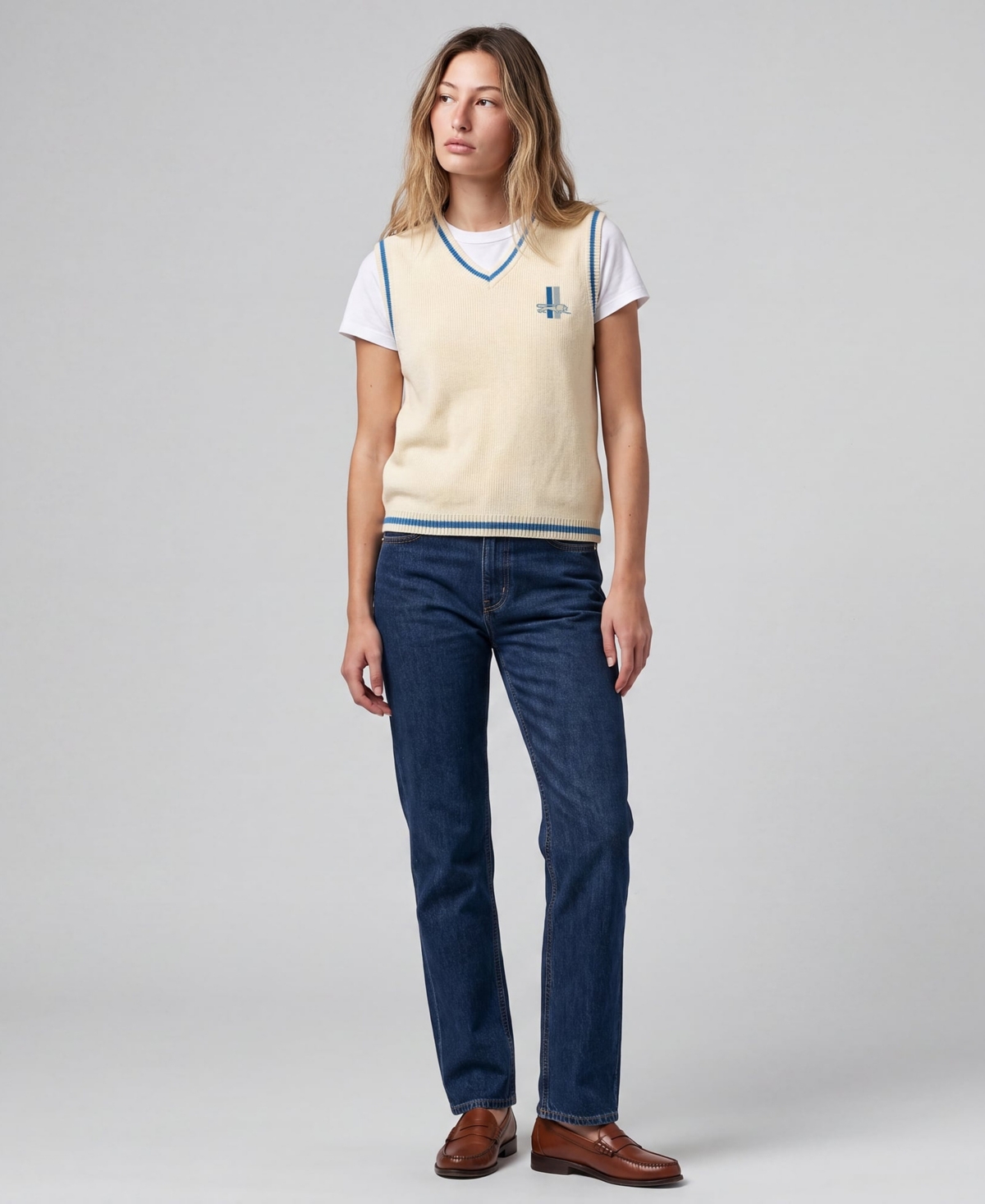 Mitchell & Ness Women's Mitchell Ness Cream Detroit Lions Retro Roots V-Neck Sweater Vest - Cream