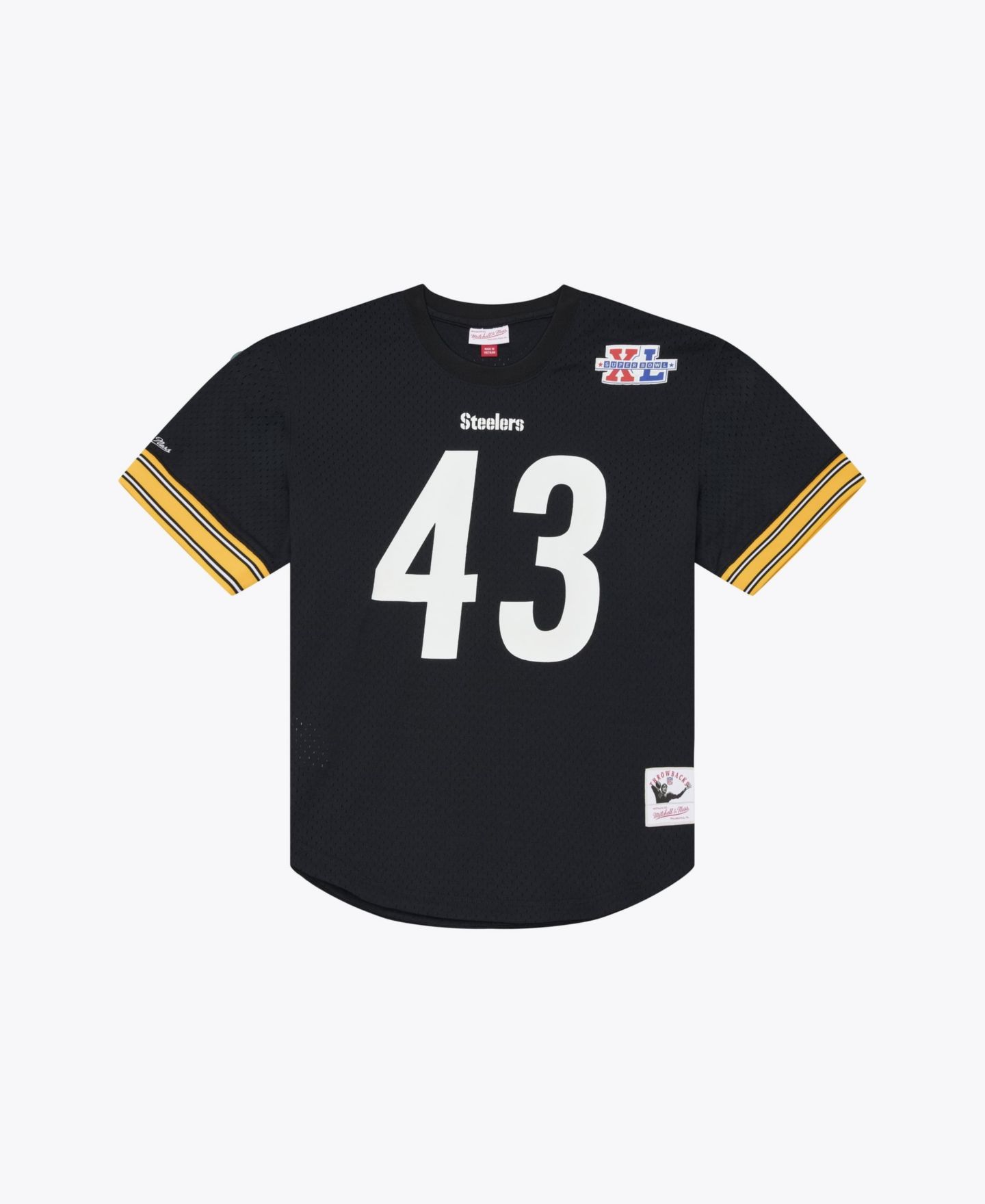 Мужской топ Mitchell & Ness Troy Polamalu Black Pittsburgh Steelers Retired Player Name & Number Mesh — фото 2