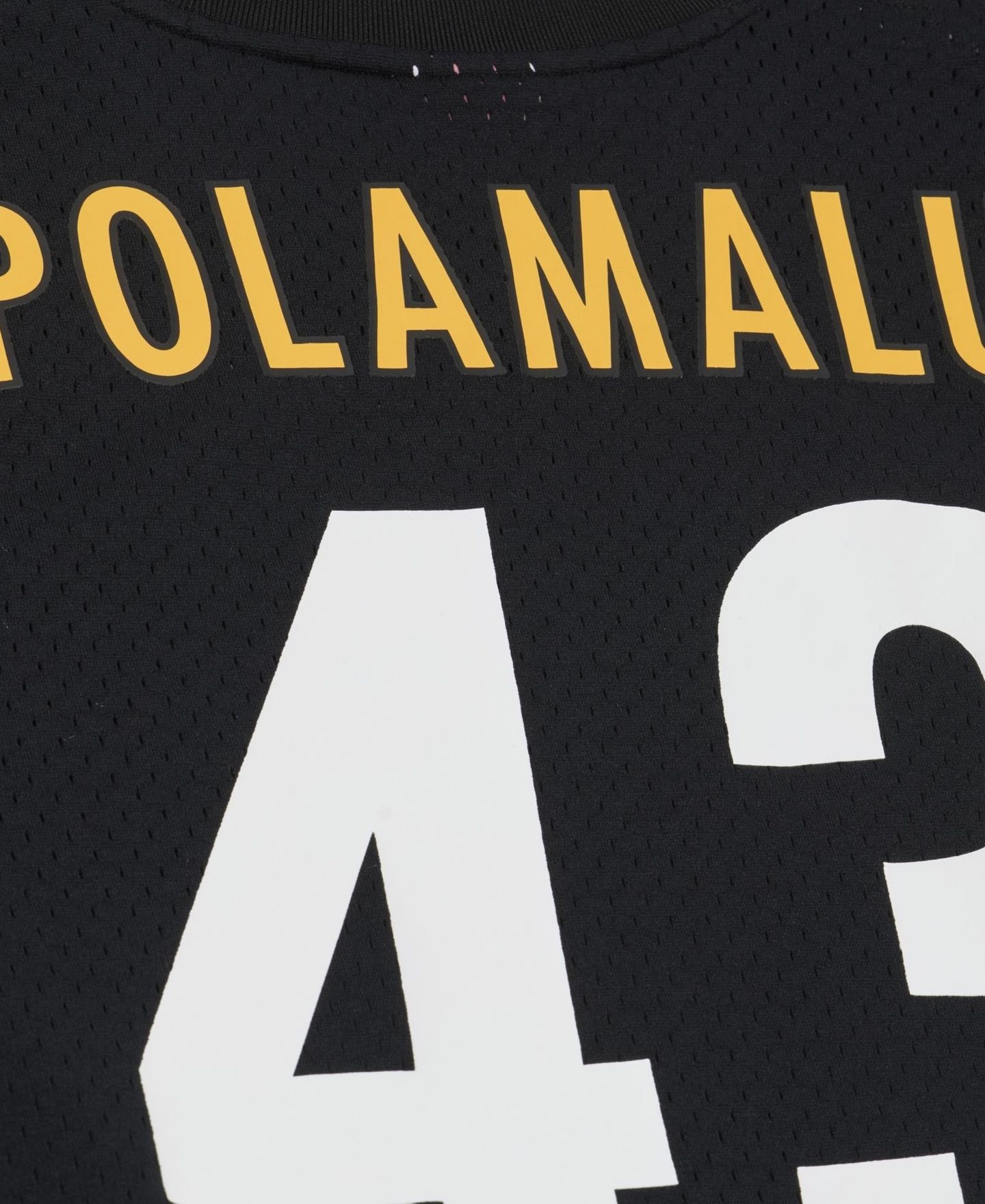 Мужской топ Mitchell & Ness Troy Polamalu Black Pittsburgh Steelers Retired Player Name & Number Mesh — фото 8