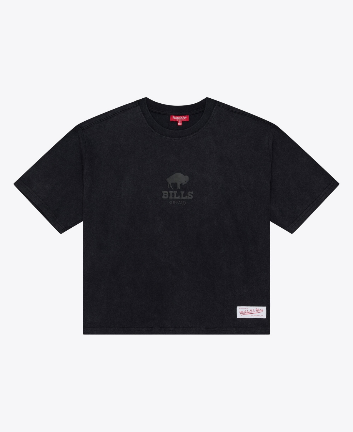 Mitchell & Ness Women's Mitchell Ness Black Buffalo Bills Core Essentials Micro Logo Boxy Crop T-Shirt - Black