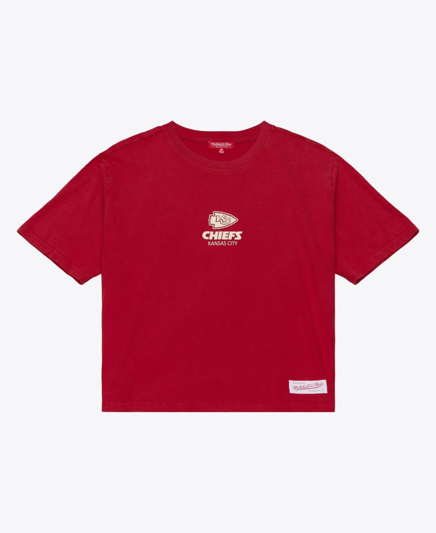 Женская футболка Mitchell & Ness Scarlet Kansas City Chiefs Core Essentials Micro Logo Boxy Crop — фото 2