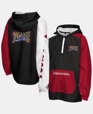 Big Boys' and Girls' Black Philadelphia 76ers Playoff Anorak Quarter-Zip Windbreaker