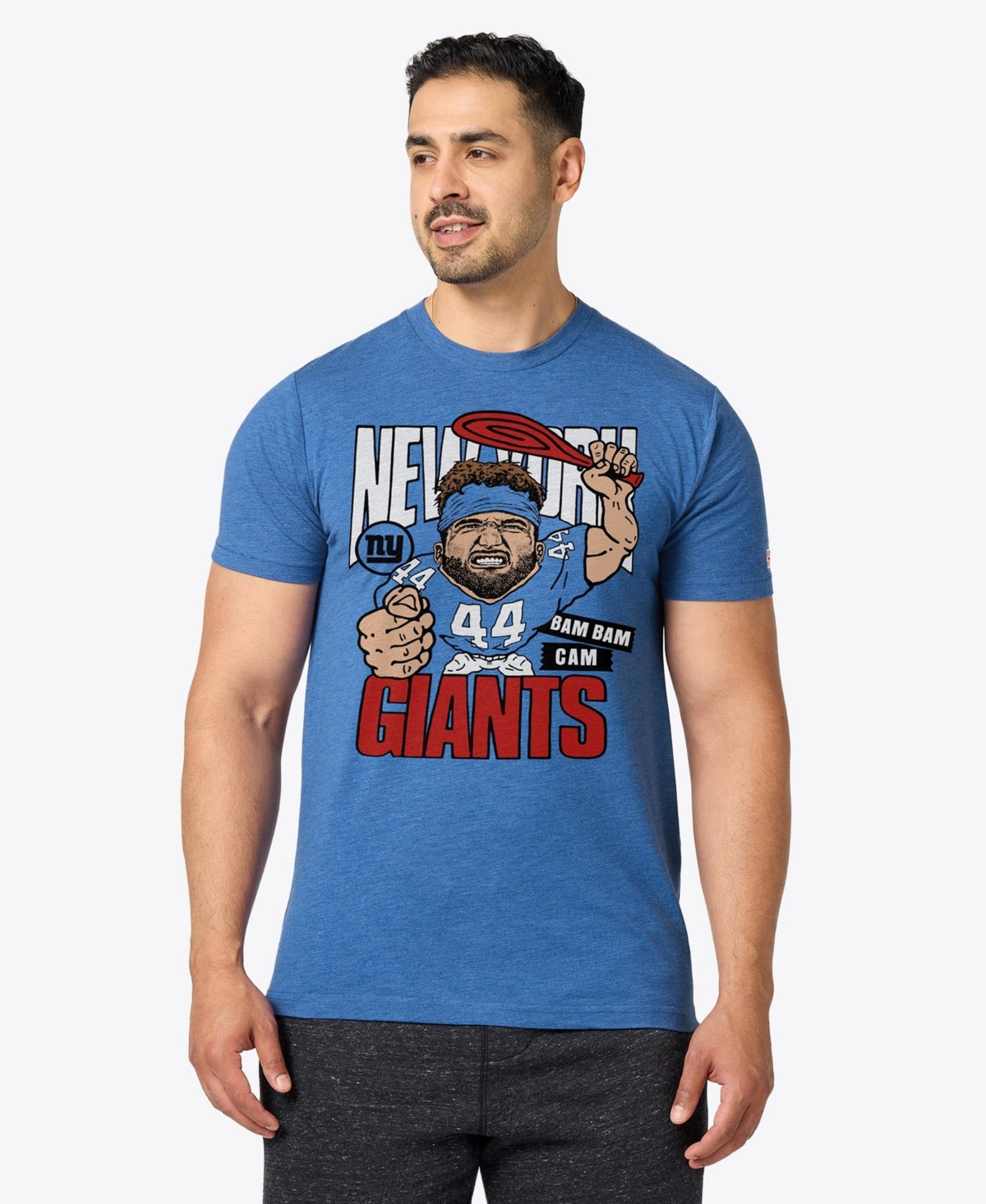 Homage Men's and Women's Cam Skattebo Royal New York Giants Caricature Player Graphic Tri-Blend T-Shirt - Royal