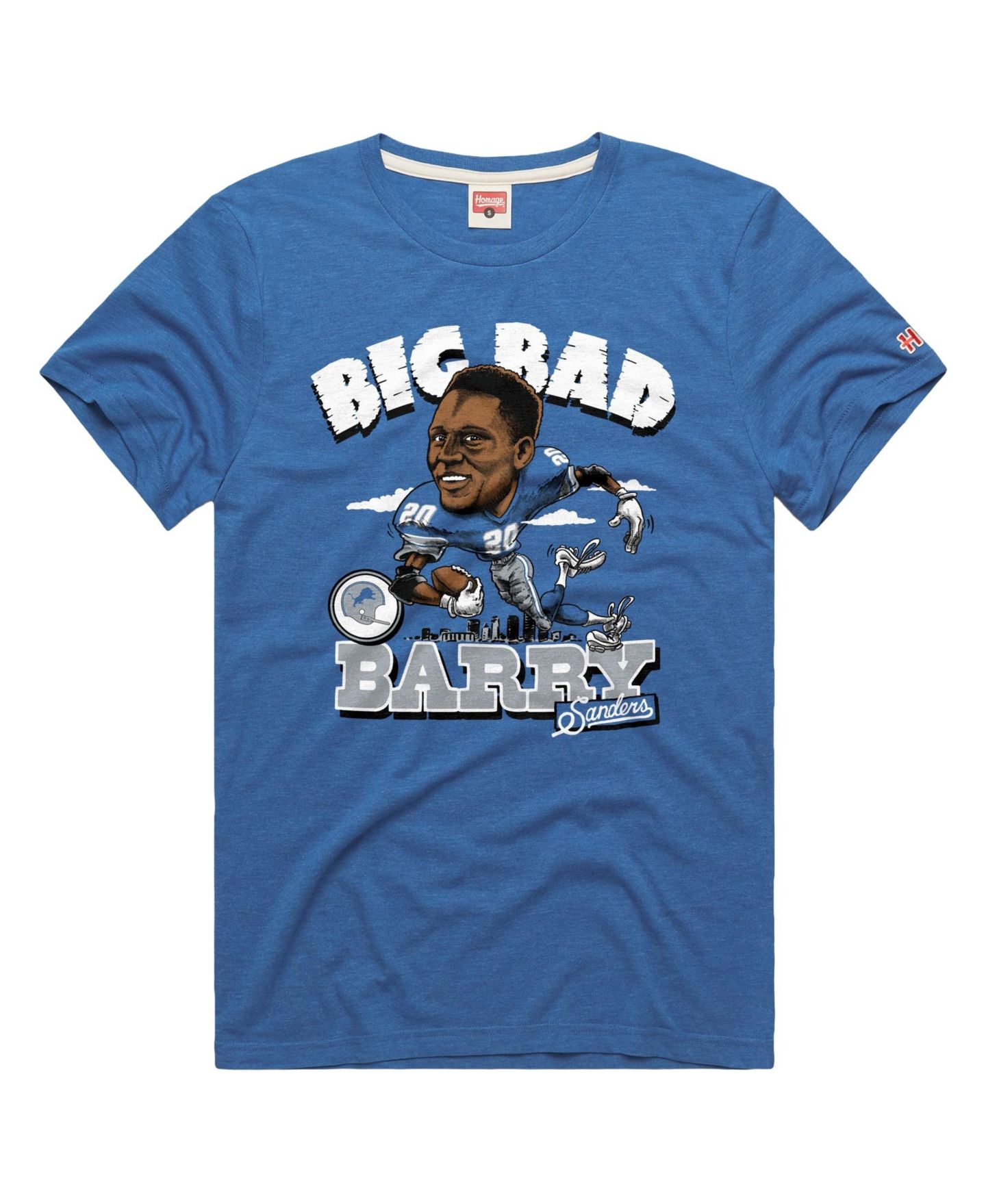 Футболка Homage Barry Sanders Royal Detroit Lions Caricature Player Graphic Tri-Blend — фото 2