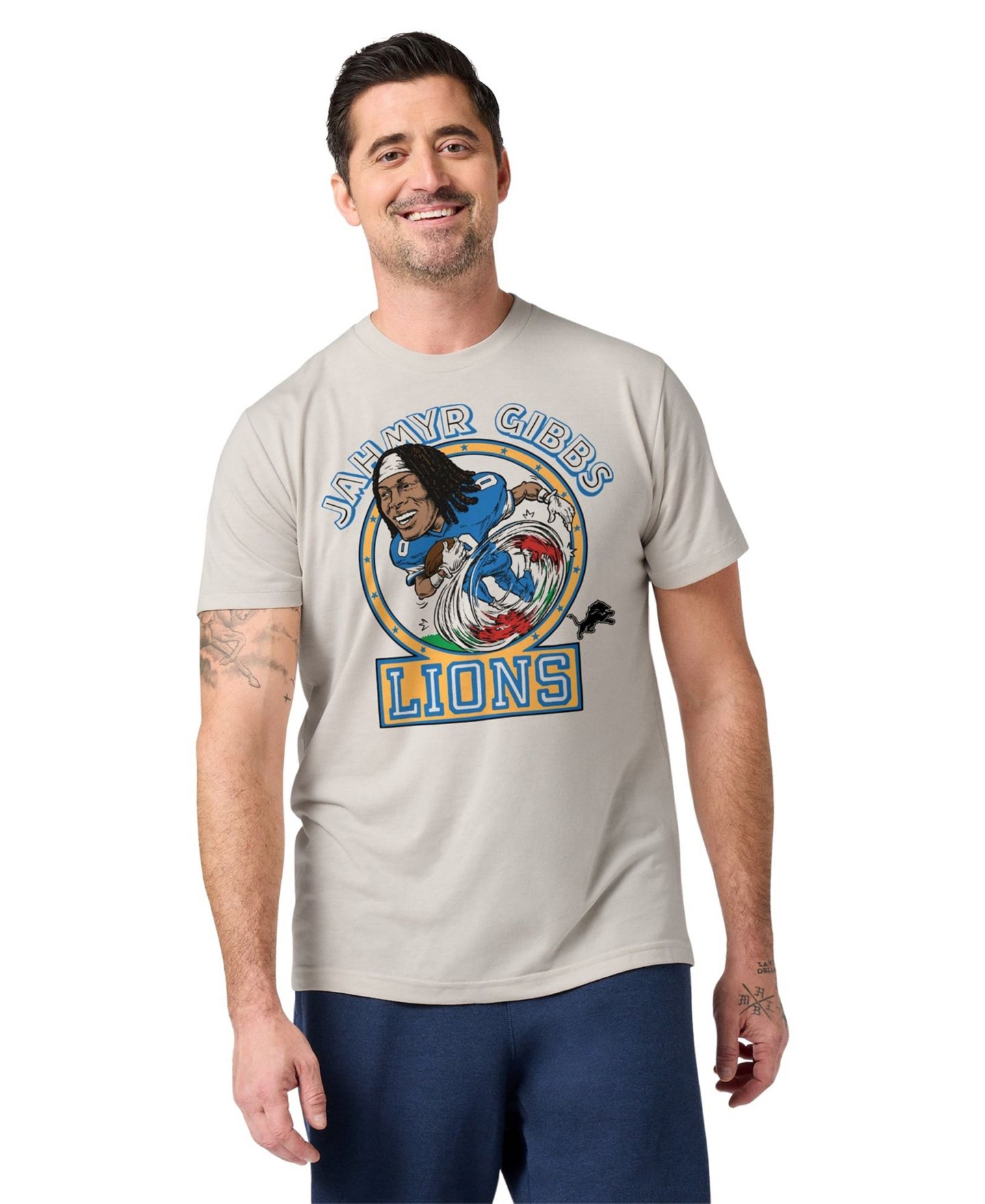 Футболка Homage Jahmyr Gibbs Stone Detroit Lions Caricature Player Graphic Tri-Blend — фото 2