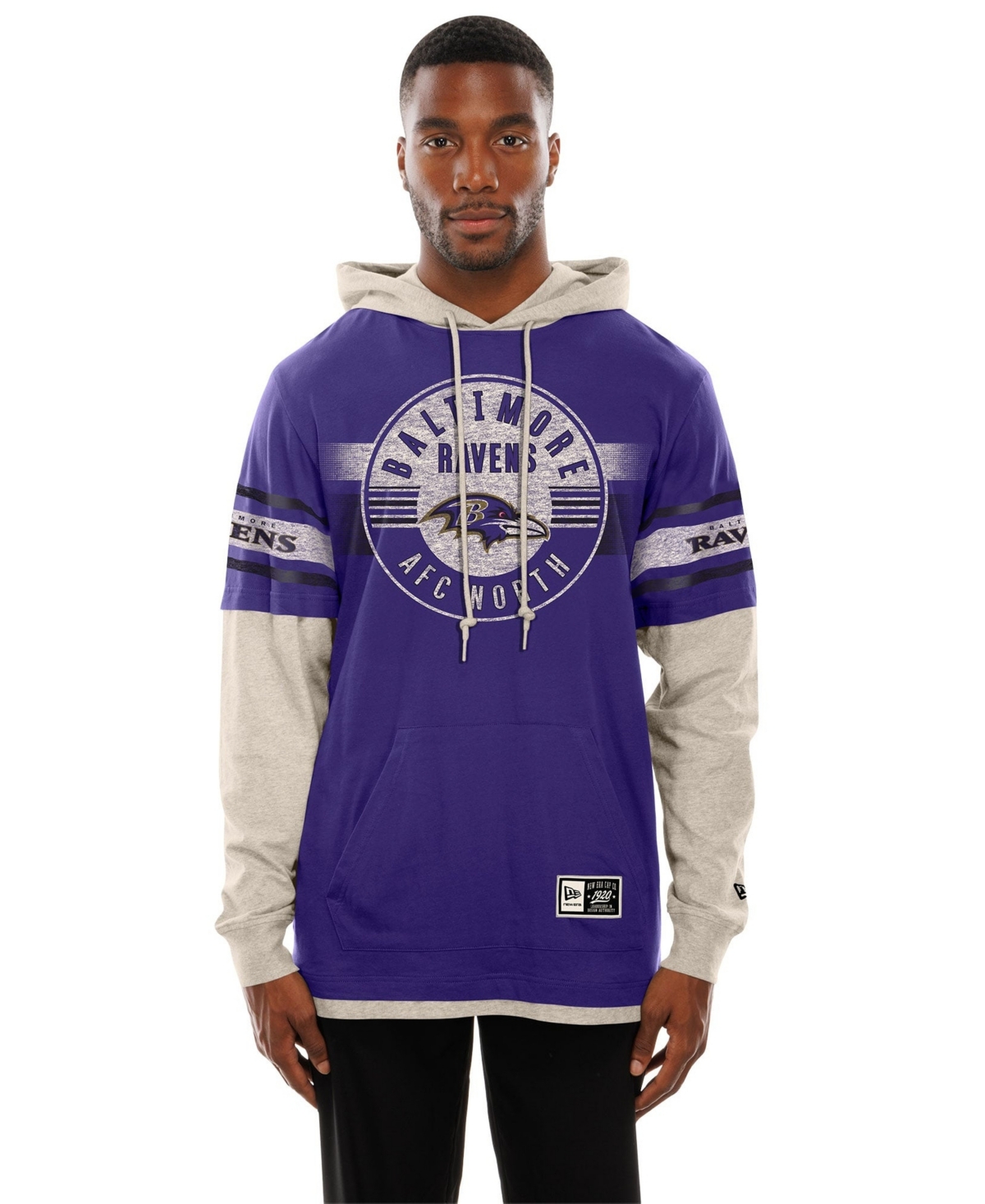 New Era Men's Purple Baltimore Ravens Twofer Layered Long-Sleeve Hooded T-Shirt - Purple