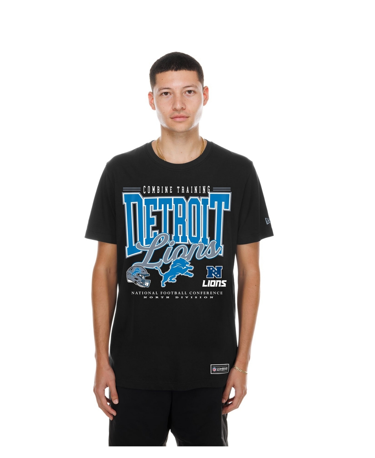 New Era Men's Black Detroit Lions Combine Authentic T-Shirt - Black
