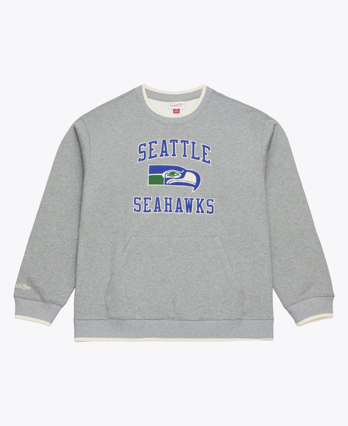 Mitchell & Ness Men's Heather Gray Seattle Seahawks Premium Essentials Crew Sweatshirt - Heather Gray