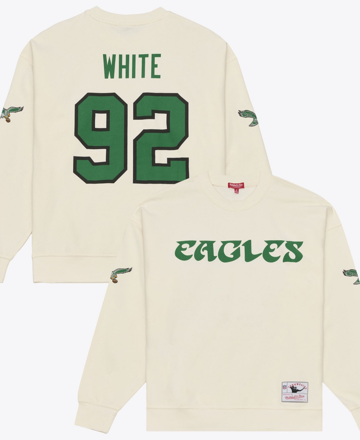 Mitchell & Ness Women's Reggie White Cream Philadelphia Eagles Name & Number Sweatshirt - Cream