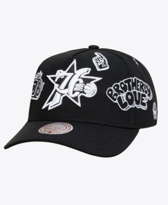 Men's and Women's Black Philadelphia 76ers Hardwood Classics Downtown Doodle Pro Snapback Hat