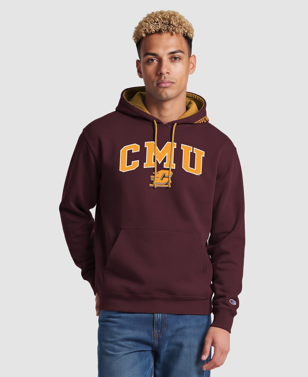 Champion Men's Maroon/Gold Central Michigan Chippewas Contrast Hoodie - Maroon, Gold
