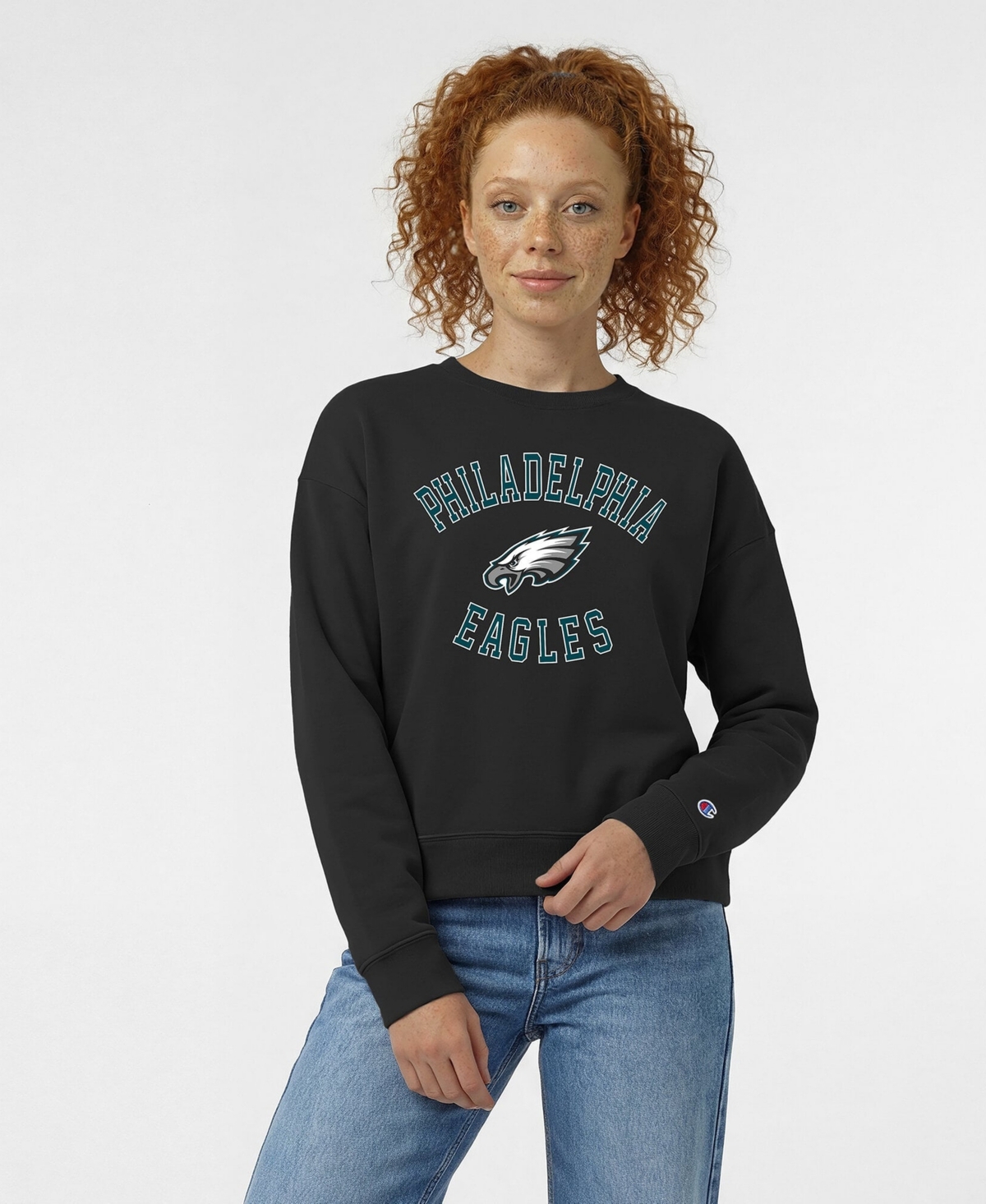 Champion Women's Black Philadelphia Eagles Heart Soul Power blend Sweatshirt - Black