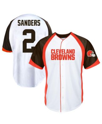Men's Shedeur Sanders White Cleveland Browns Big Tall Button-Up Baseball Jersey