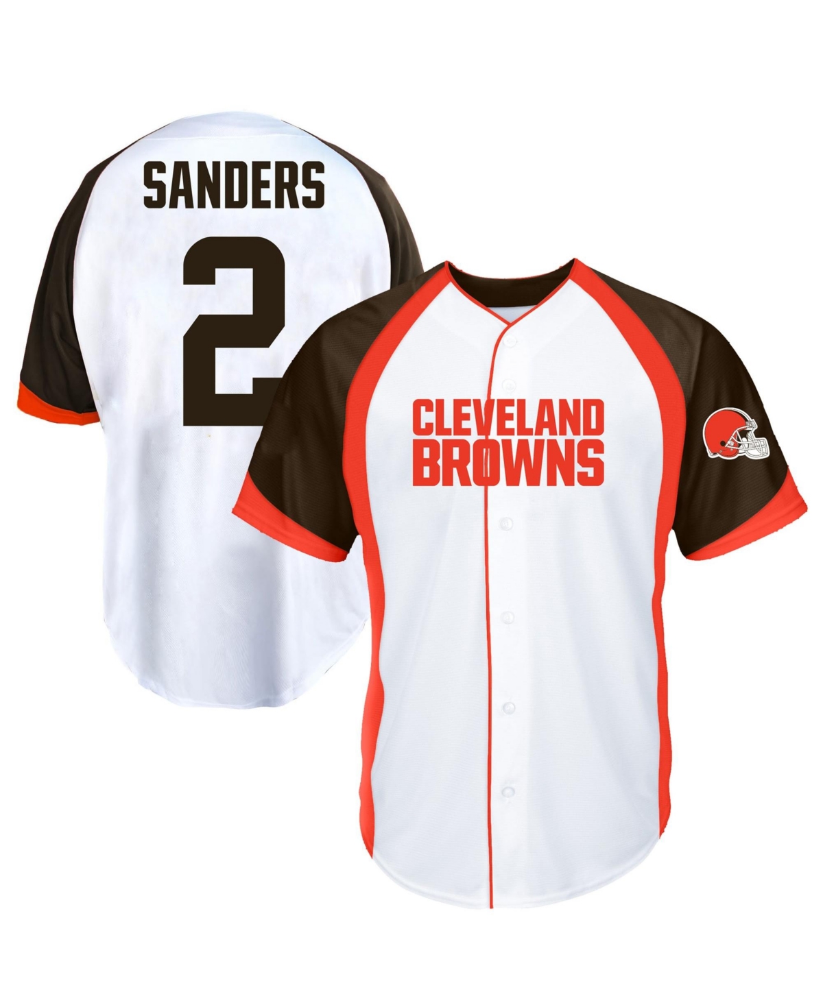 Fanatics Men's Shedeur Sanders White Cleveland Browns Big Tall Button-Up Baseball Jersey - White